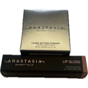 Anastasia Beverly Hills Loose Setting Powder Mini + Lip Gloss Amber Sparkle Set